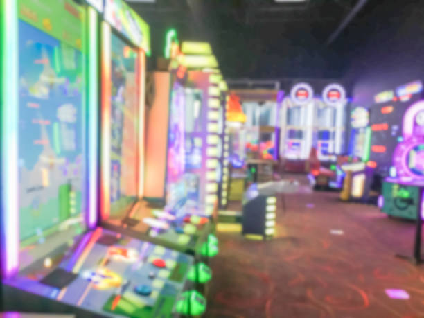 istock Blurred arcade game room at entertainment complex in America 953574464