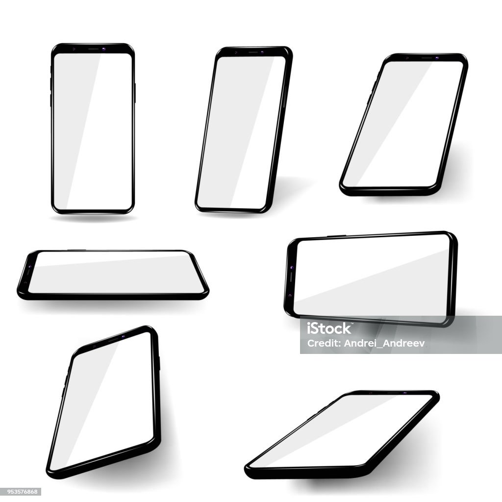 Set phones at different angles. Set phones at different angles. Vector illustration. Smart Phone stock vector