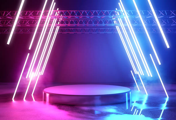 Neon Lighting And Platform Stage stock photo