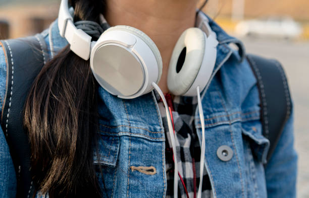 girl wearing headphone