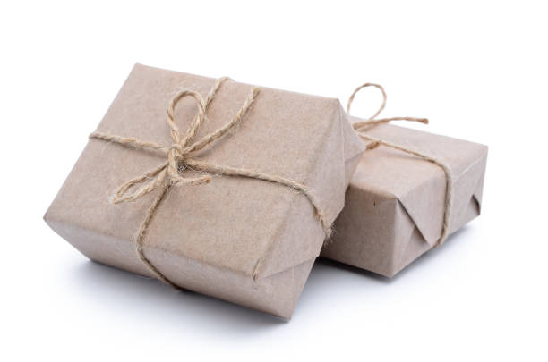 istock Boxes wrapped in wrapping paper on a white background. 953582748