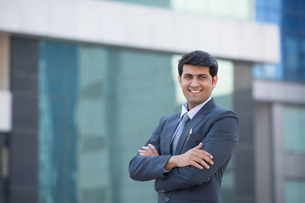 businessman standing with his arms folded - stock image - povo indiano imagens e fotografias de stock