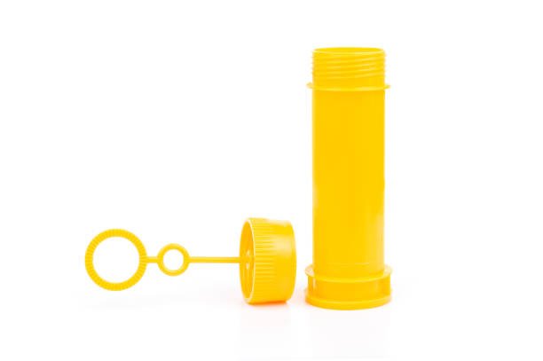 istock Plastic yellow bottle of soap bubbles isolated on white background 953598962