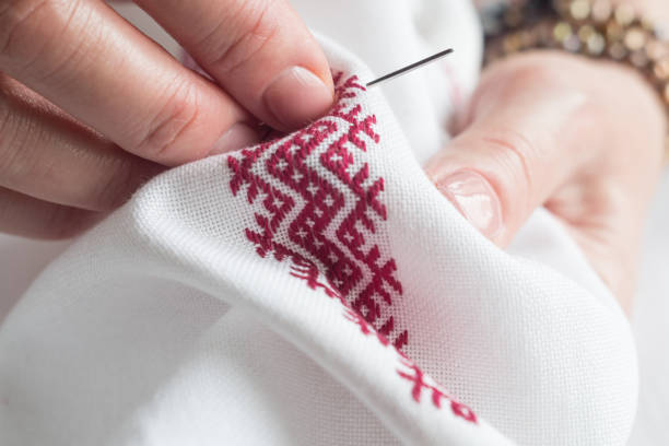 istock Woman's hands embroider ornaments 953619388