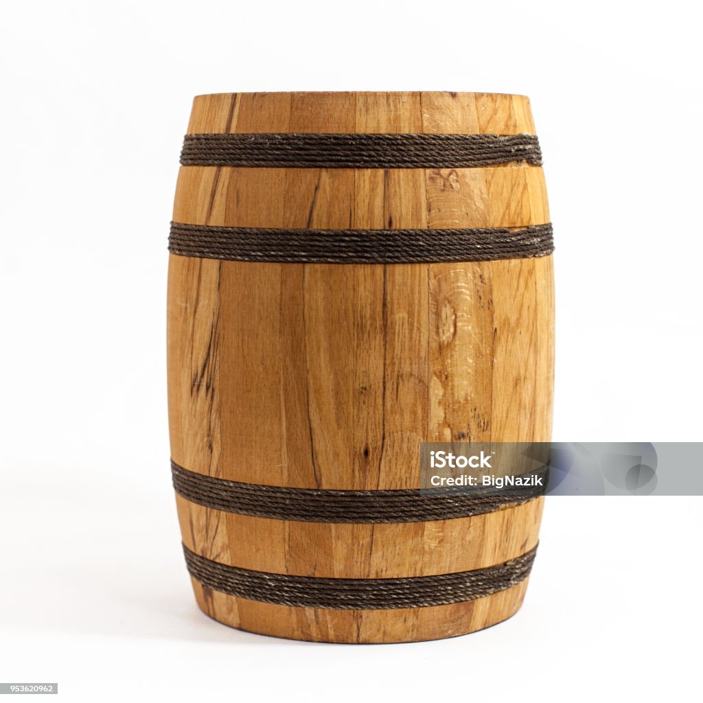 Wooden Barrel. Isolated on white background Wooden Barrel solated on white background. Barrel Stock Photo