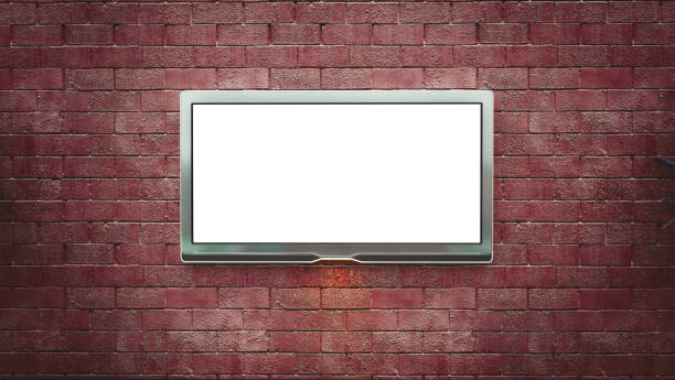 istock Blank television copy space on the red brick wall 953623830