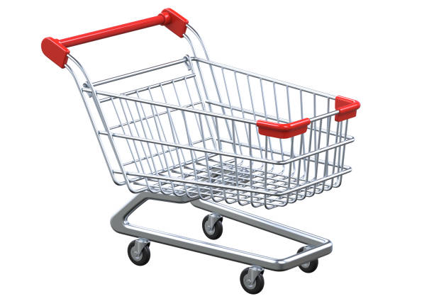 istock Perspective view empty shopping cart isolated on white background 953628648