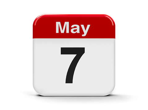 Calendar web button - The Seventh of May, three-dimensional rendering, 3D illustration