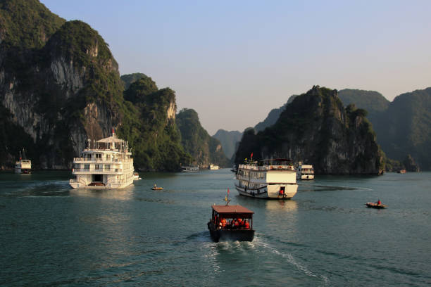 istock Majestic rock formations in Halong Bay 953631654