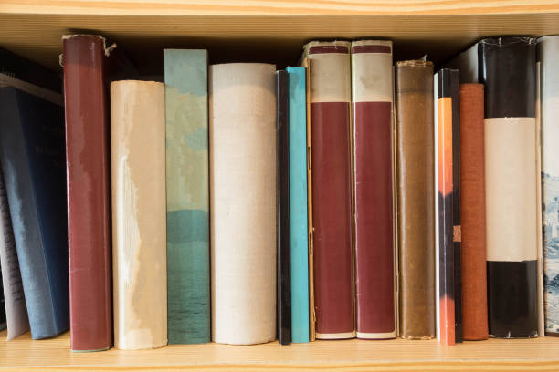 Bookshelf with old books. Library