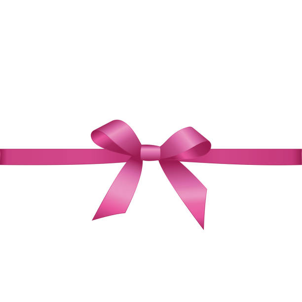 Decorative Pink Bow With Horizontal Pink Ribbons Isolated On White Vector  Yellow Gift Bow With Ribbon For Page Decor Stock Illustration - Download  Image Now - iStock