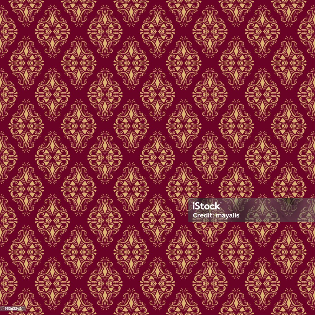 Seamless Damask Pattern on burgundy background Seamless Damask Pattern on burgundy background. Vector illustration Pattern stock vector