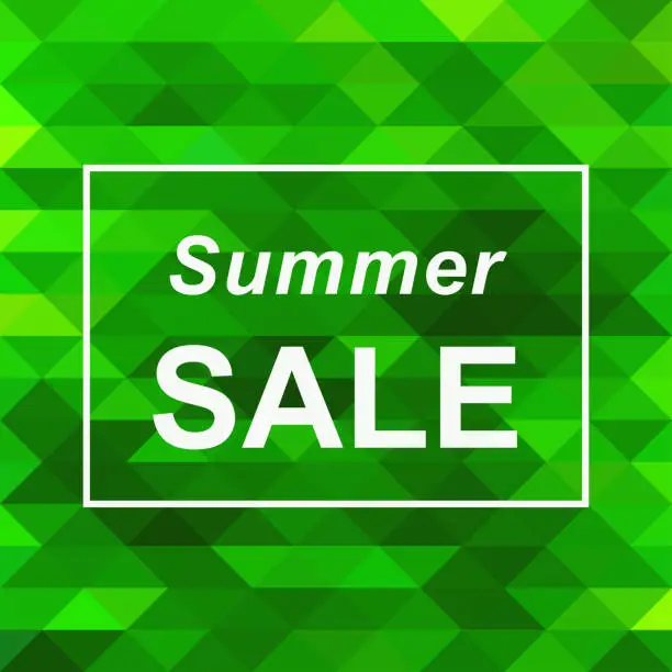 Vector illustration of Summer Sale Banner on Abstract Green Background
