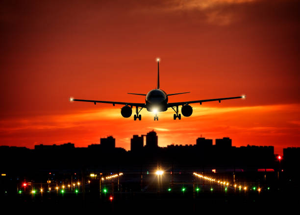 istock Passengers commercial airplane landing on runway 953638486