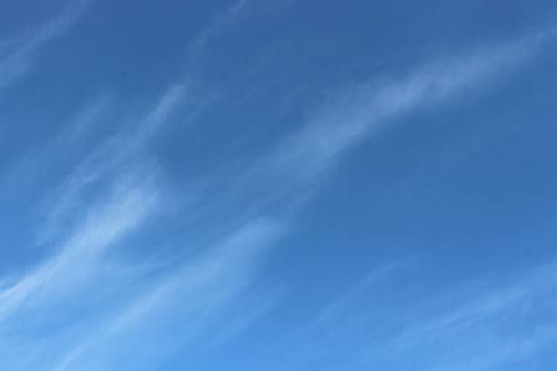 istock Close up of wispy white clouds against blue sky (sky only) 953651442