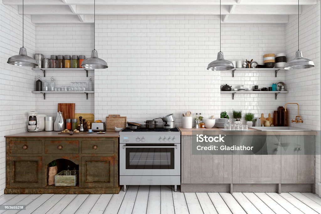 Lege klassieke keuken - Royalty-free Keuken Stockfoto