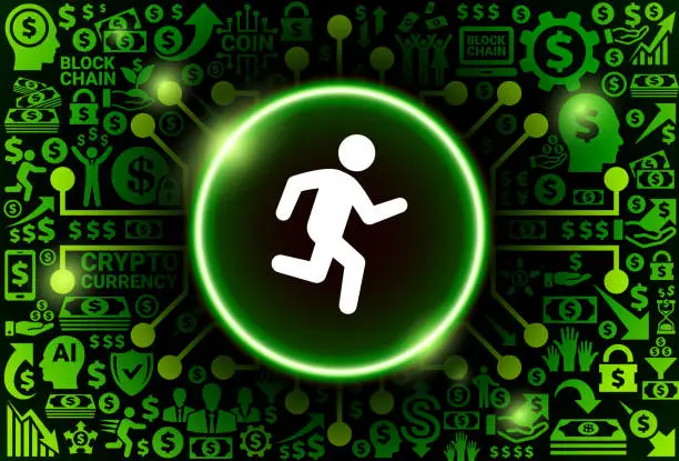 Vector illustration of Jogging  Icon on Money and Cryptocurrency Background