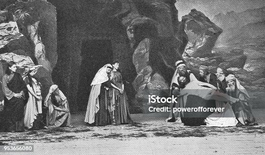 istock Jesus is Laid in the Tomb at Passion Play in Oberammergau, Germany - 19th Century 953656080