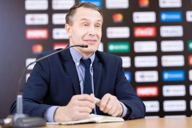 istock Mature Businessman at Press Conference 953656958
