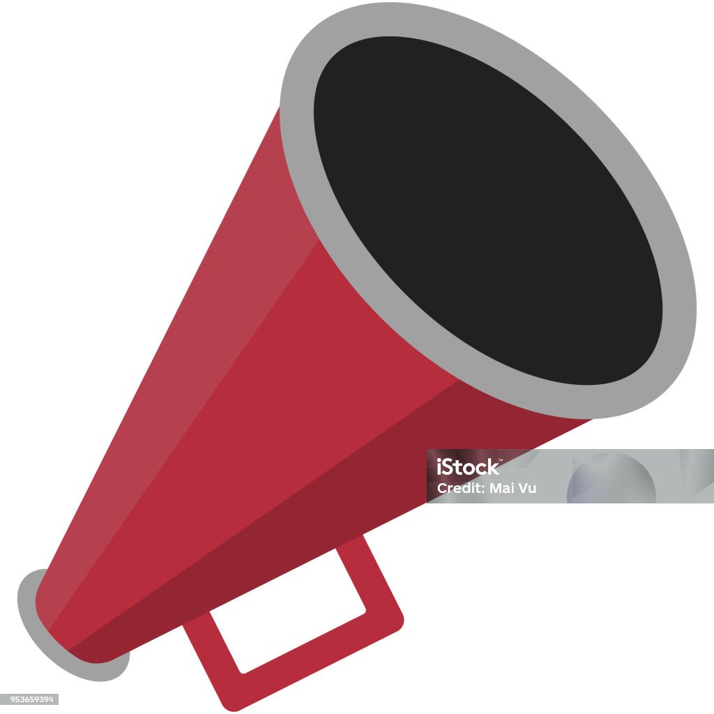 Red Megaphone Illustration Red megaphone in flat design isolated on white background Cheerleader stock vector