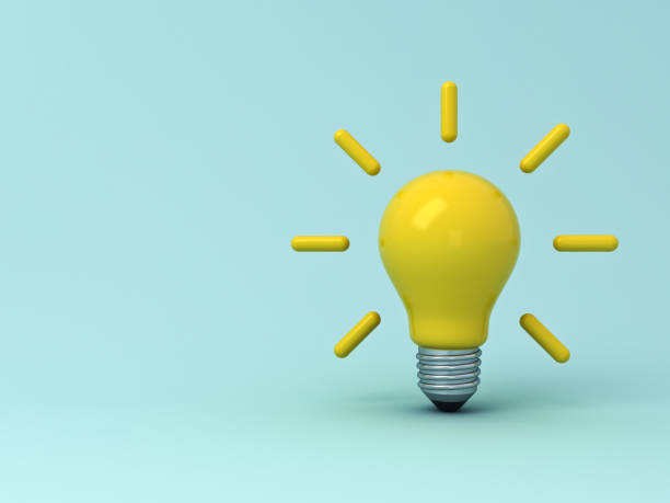 istock Idea bulb on light blue pastel color background with shadows . 3D rendering 953666194