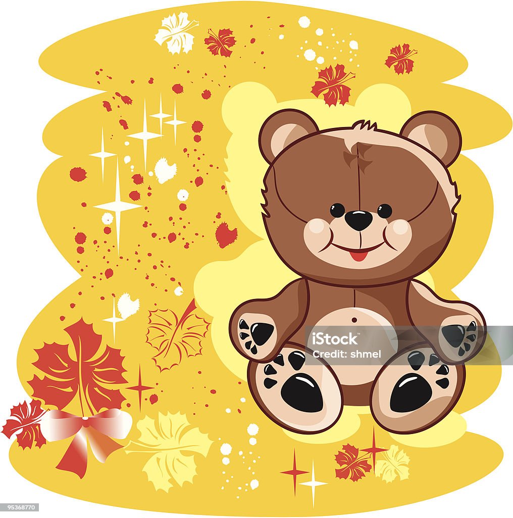 Autunno bear. peluche - arte vettoriale royalty-free di Albero deciduo