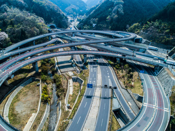istock Modern highway in Japan and green mountains 953694660