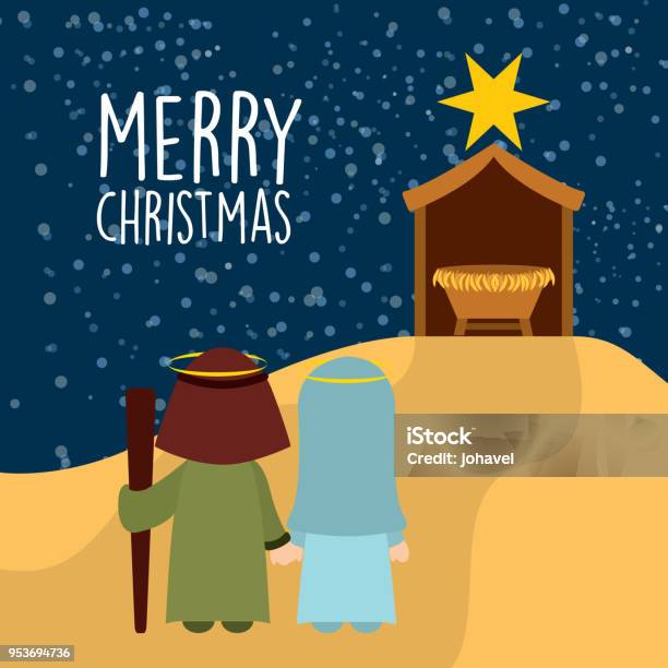 Christmas Manger Characters Stock Illustration - Download Image Now - Advent, Cartoon, Catholicism