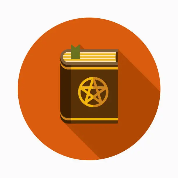 Vector illustration of Spellbook Flat Design Halloween Icon with Side Shadow