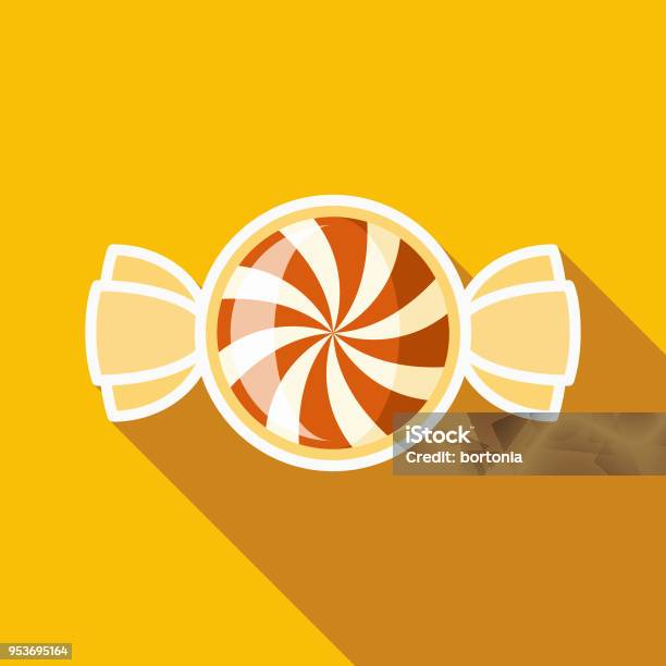 Candy Flat Design Halloween Icon With Side Shadow Stock Illustration - Download Image Now - Candy, Sugar - Food, Halloween