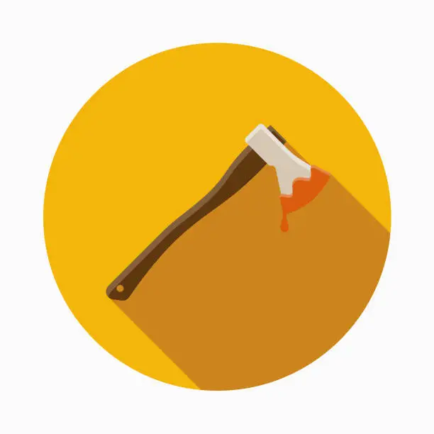 Vector illustration of Axe Flat Design Halloween Icon with Side Shadow