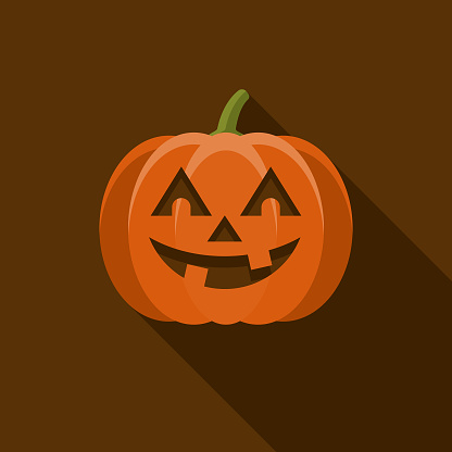 A colored flat design Halloween icon with a long side shadow. Color swatches are global so it’s easy to edit and change the colors.