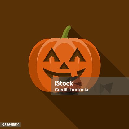 istock Jack O' Lantern Flat Design Halloween Icon with Side Shadow 953695510