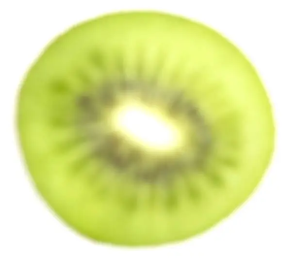 Photo of Blurred Macro view of a Kiwi cut in half isolated on white background