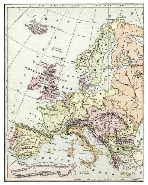 Map Of Europe 1897 Stock Illustration - Download Image Now