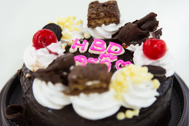 istock Close up Chocolate cake isolated on white background.Happiness 953699630