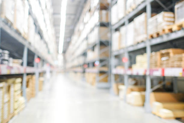 istock Blurred business background, Blur warehouse with bokeh light background 953701910