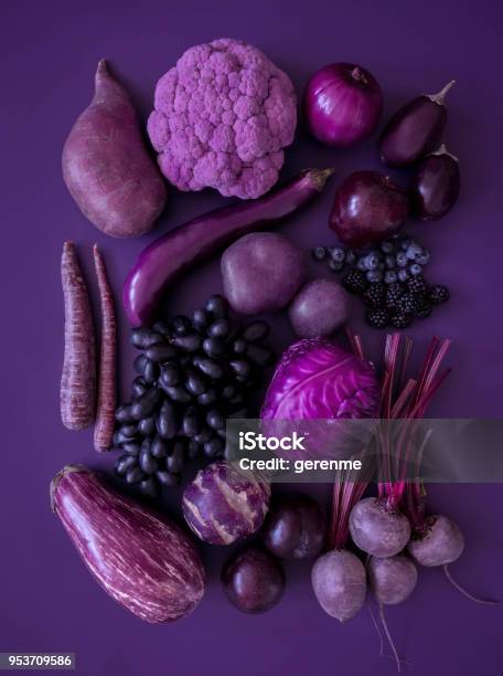 Purple Fruits And Vegetables Stock Photo - Download Image Now - Purple, Vegetable, Food