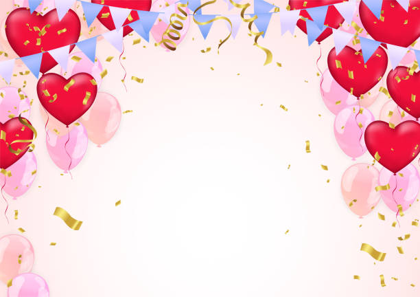 balon gwiazdy i balon na tle. balony helowe imprezowe są balonami odizolowanymi na białym tle. konfetti i wstążki na kartki z życzeniami i plakat z kolorowym balonem - balloon helium balloon mylar star shape stock illustrations