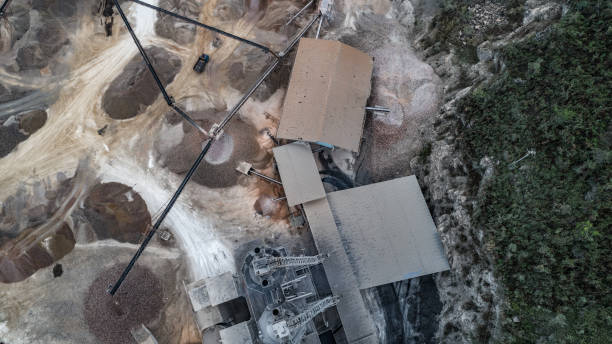istock Aerial view of crushed stone quarry machine 953715240