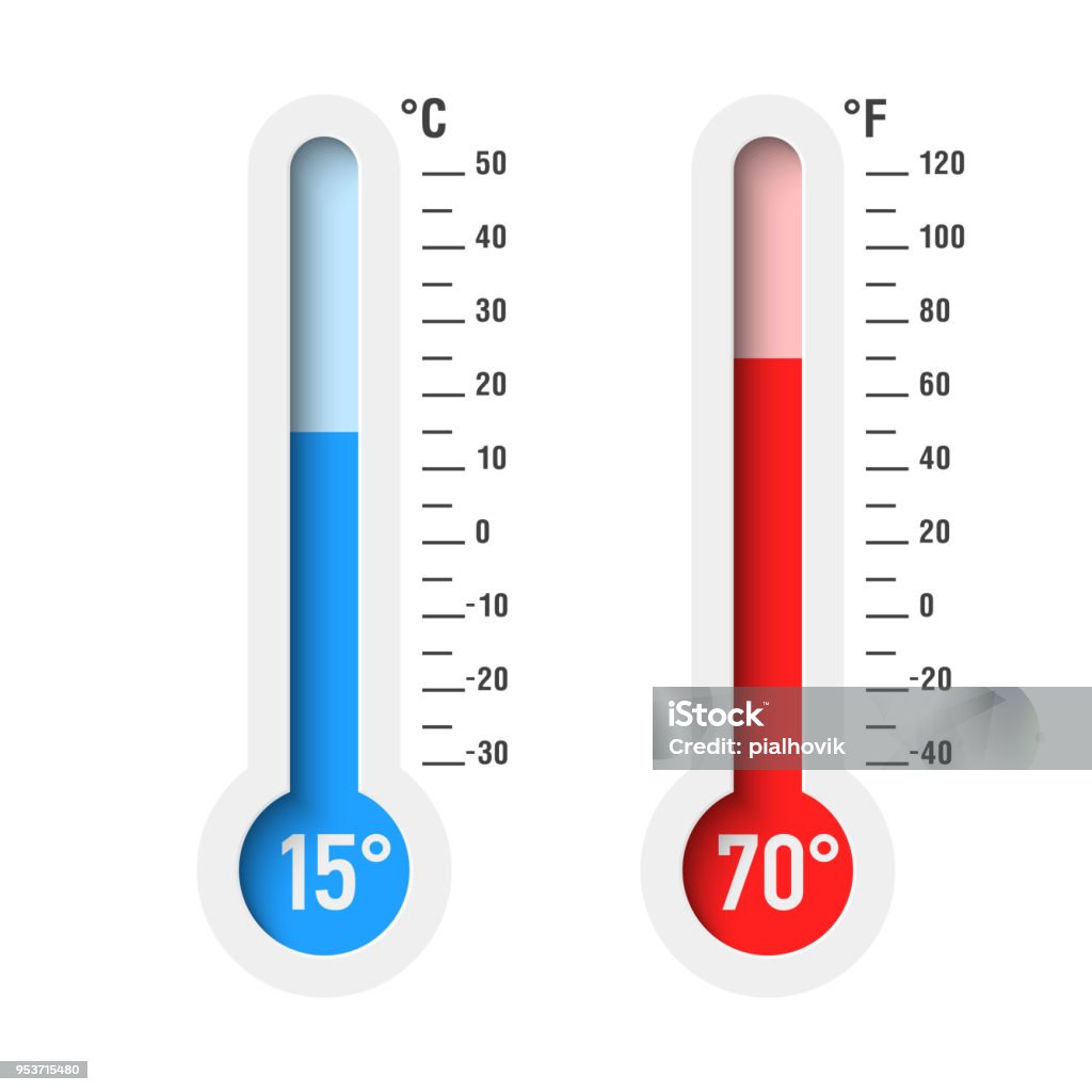 Termometrar Celsius och Fahrenheit - Royaltyfri Termometer vektorgrafik