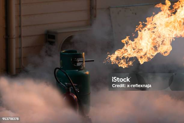 Fire Fighter Training Stock Photo - Download Image Now - Gas, Exploding, Flammable