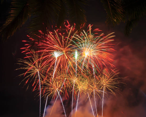 istock abstract of fireworks celebration in night sky 953722022