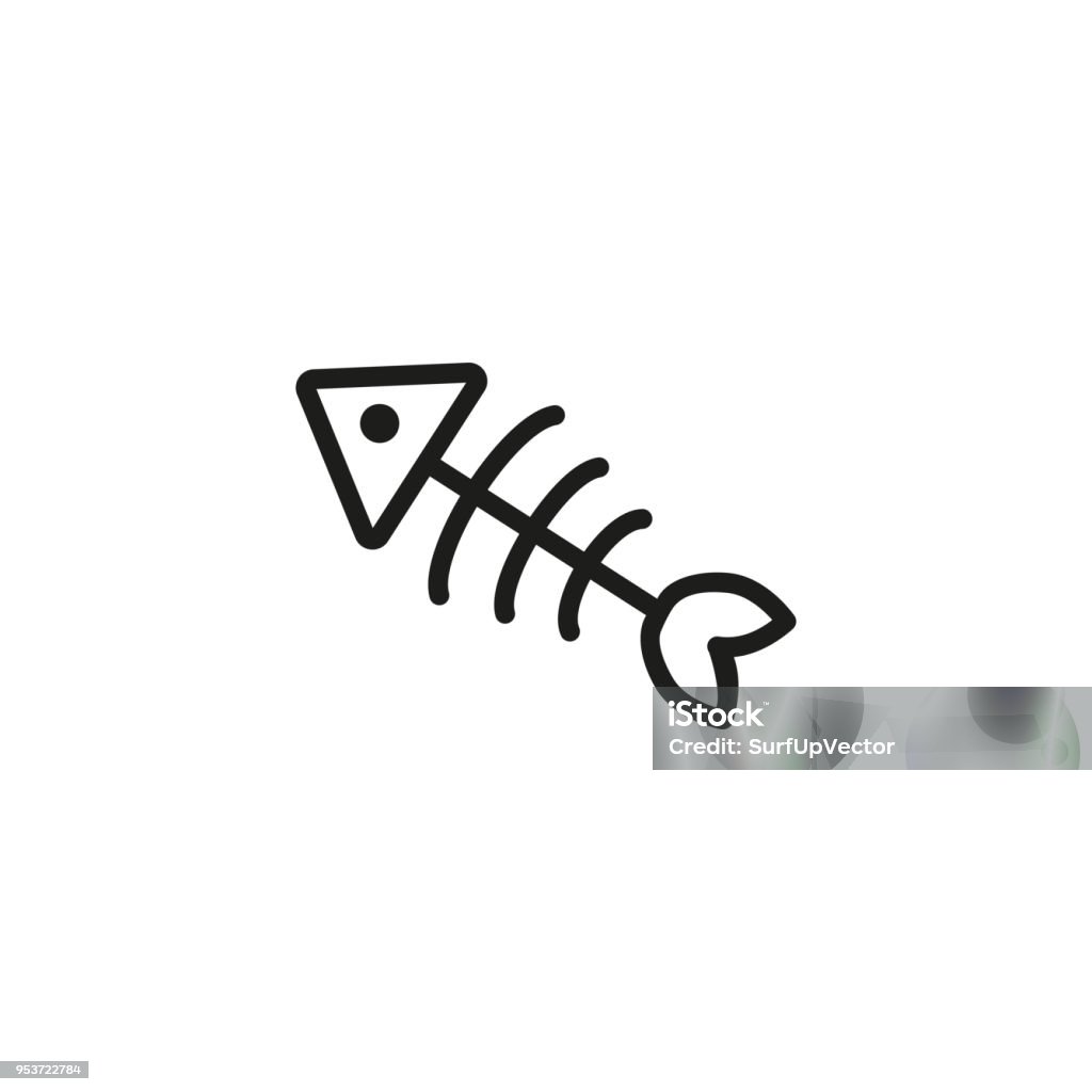 Fish skeleton icon Icon of fish skeleton. Calcium, death, bone. Environment concept. Can be used for topics like seafood, fishing, ocean Anatomy stock vector