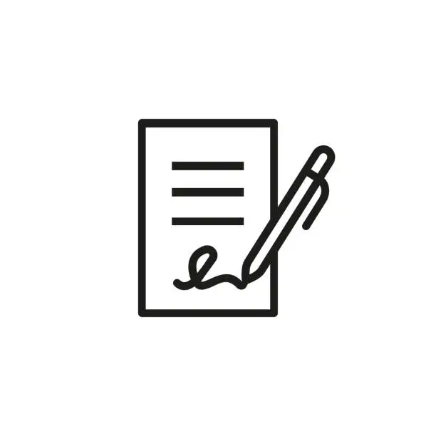 Vector illustration of Signing business document icon