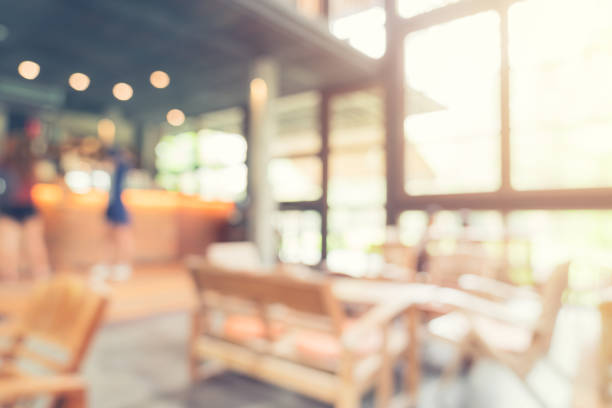 istock Blurred background : Customer at coffee shop blur background with bokeh, Vintage toned. 953723738
