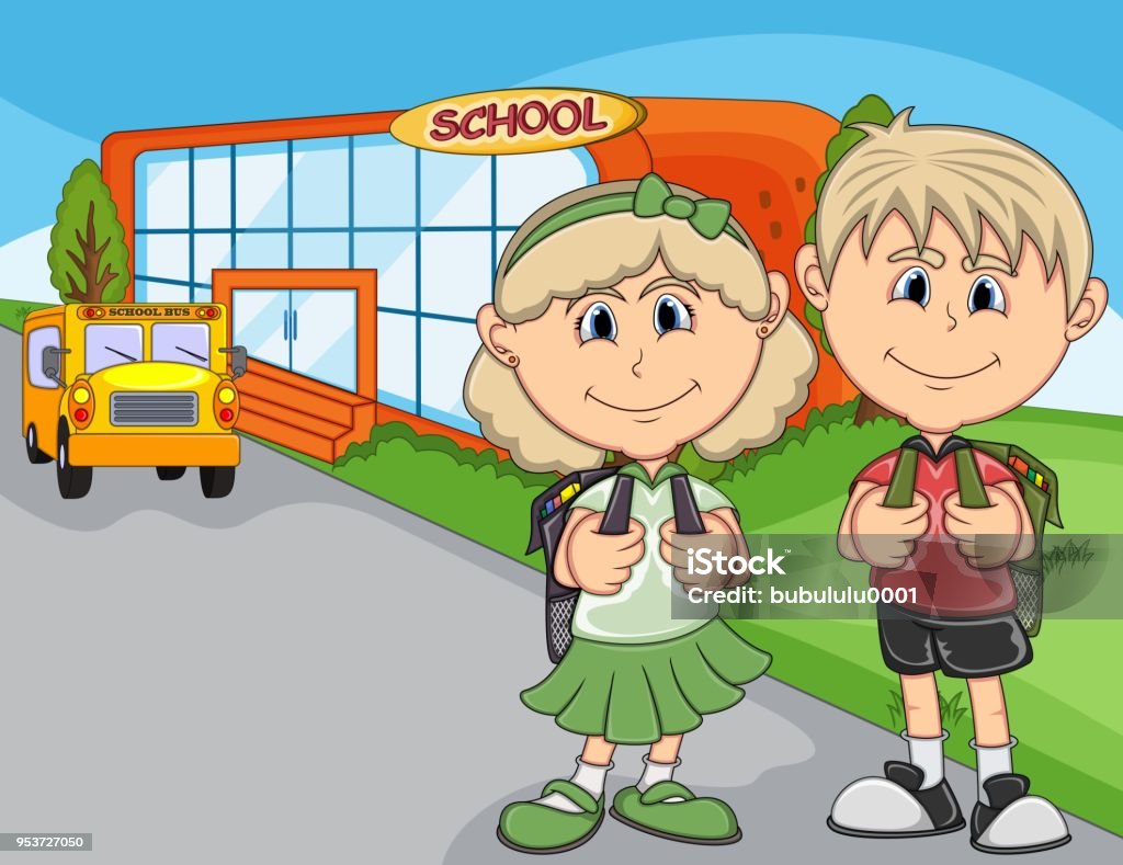 Children Going To School Cartoon Stock Illustration - Download Image Now -  Adult, Agricultural Field, Architecture - iStock