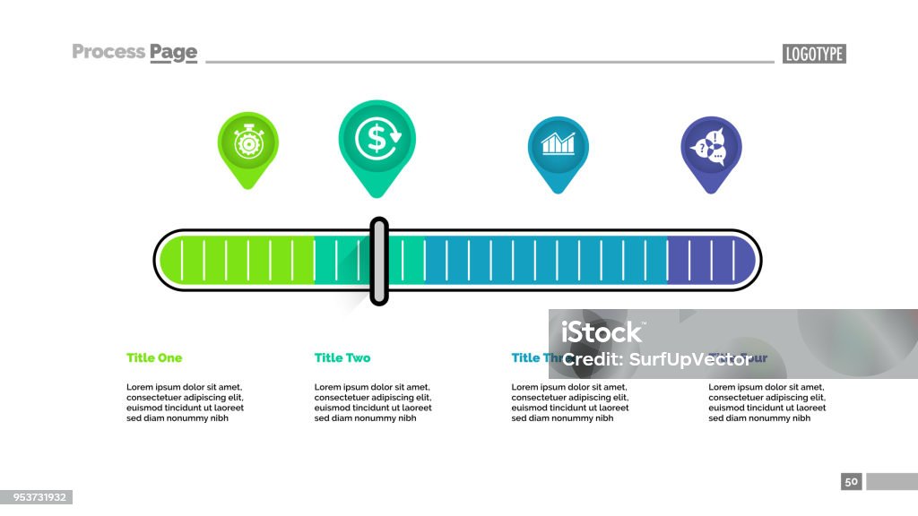 Four pointers scale metaphor process chart template Four pointers scale metaphor process chart template for presentation. Vector illustration. Elements of diagram, graph. Startup, plan, finance, business or banking concept for infographic, report. Scale stock vector