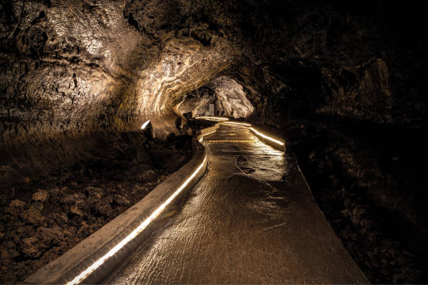 Lava Tube Cave, Lava Beds National Monument stock photo