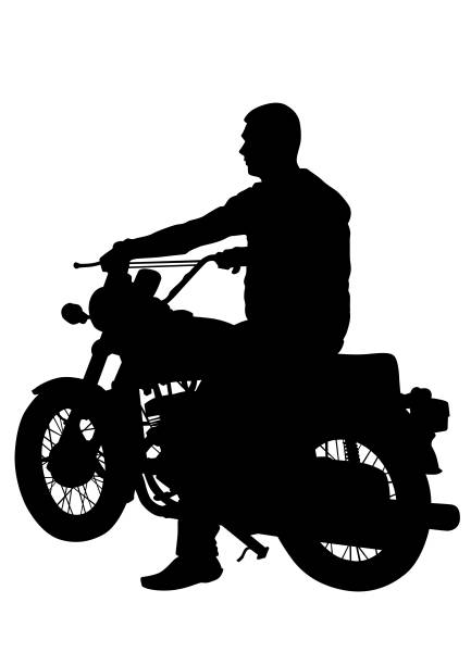 ilustrações, clipart, desenhos animados e ícones de motociclista retrô - motorcycle motocross biker moped